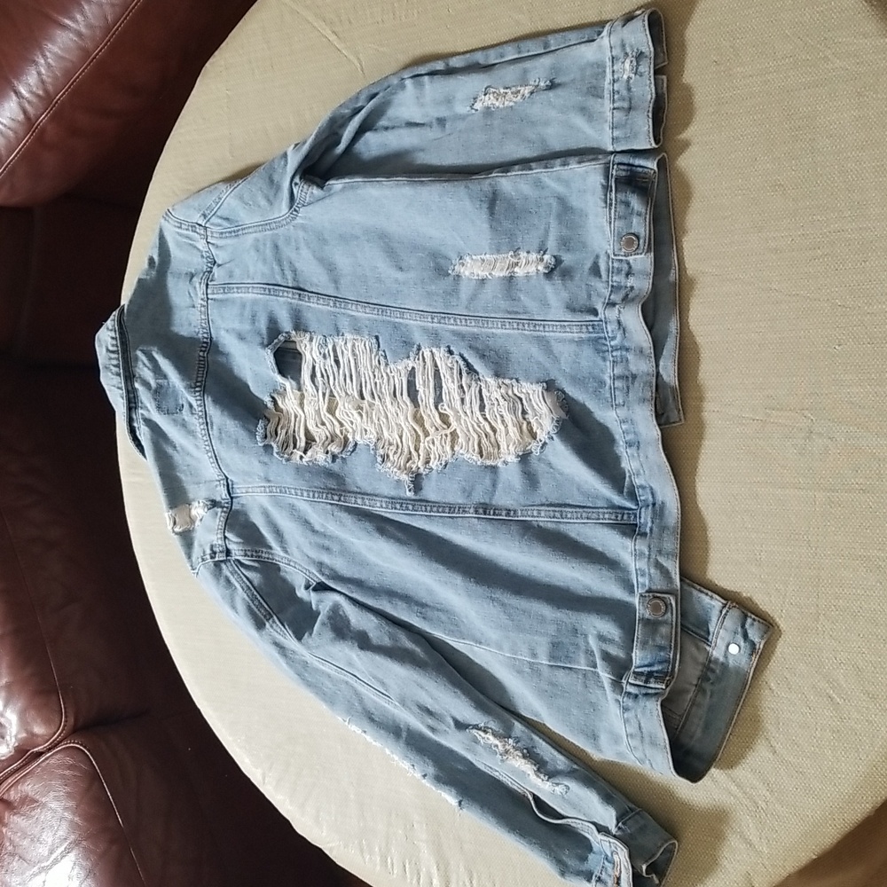 🥳 Host Pick 🥳 Boom Boom Jeans Total Destruction Oversized Denim Jacket - Picture 2 of 5
